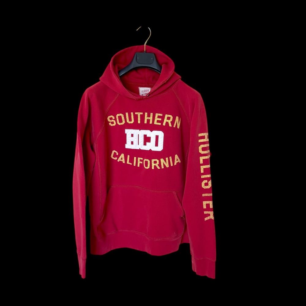 Hollister Mens Southern California HCO Hoodie Red Large‎ Distressed